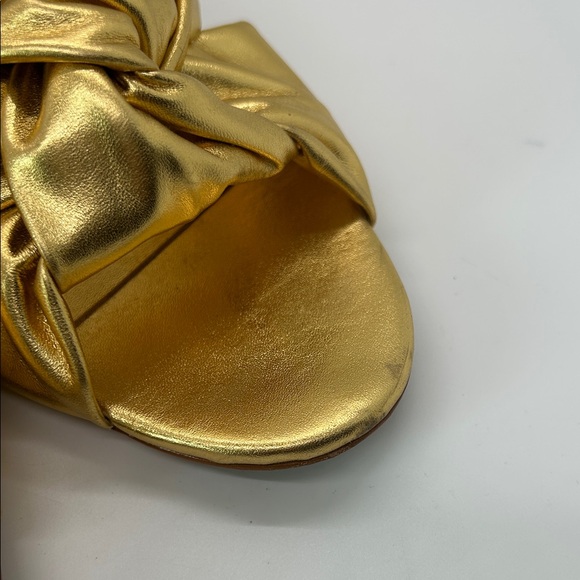 Schutz Dazzling Gold Block Heel Slide Mindy Mules Sandals Shoes **Size 7.5** 🌟🌟 - Picture 9 of 11